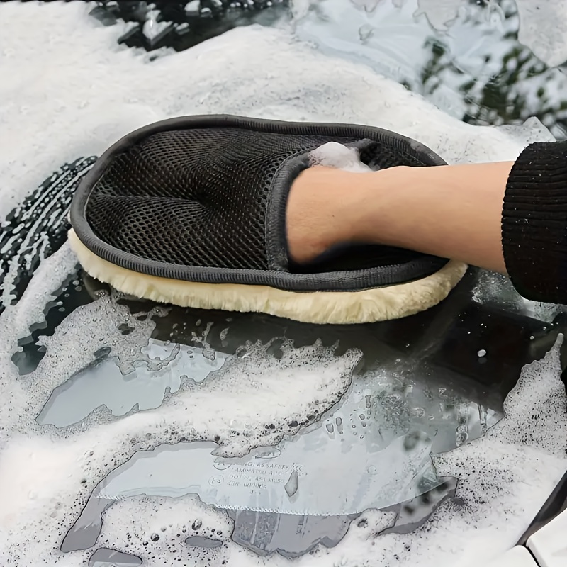 Car Detailing Wash Mitt Microfiber Wool - 4 buah Sarung Tangan Cuci Mobil