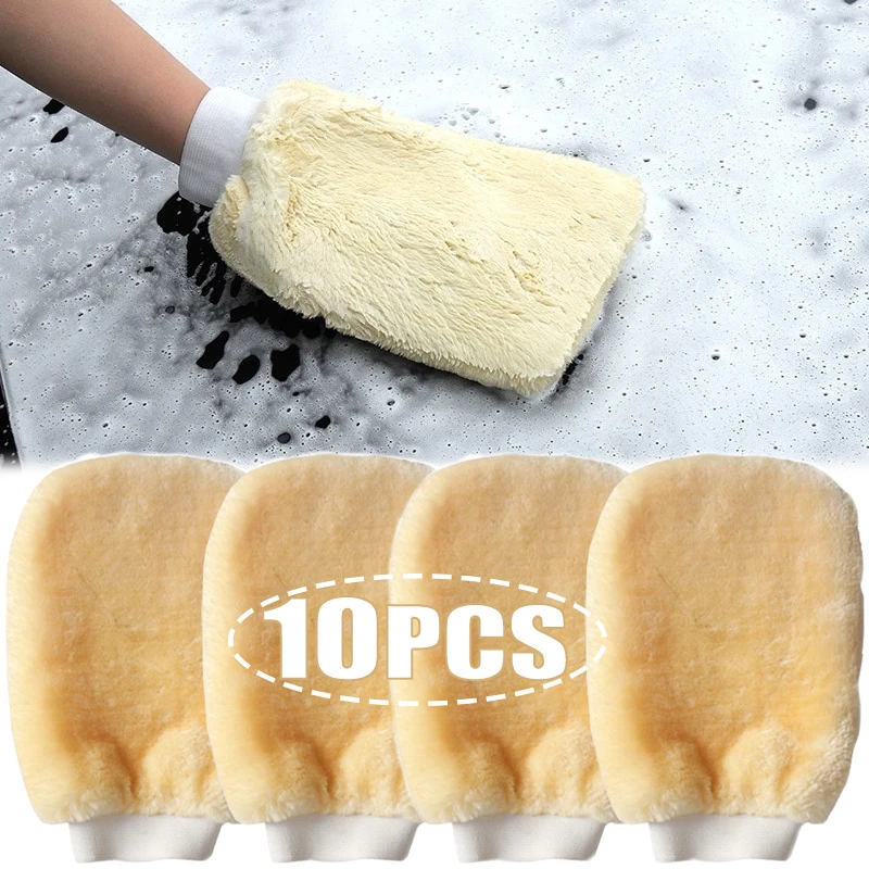 Car Detailing Wash Mitt Microfiber Wool - 1-10 buah sarung tangan cuci mobil