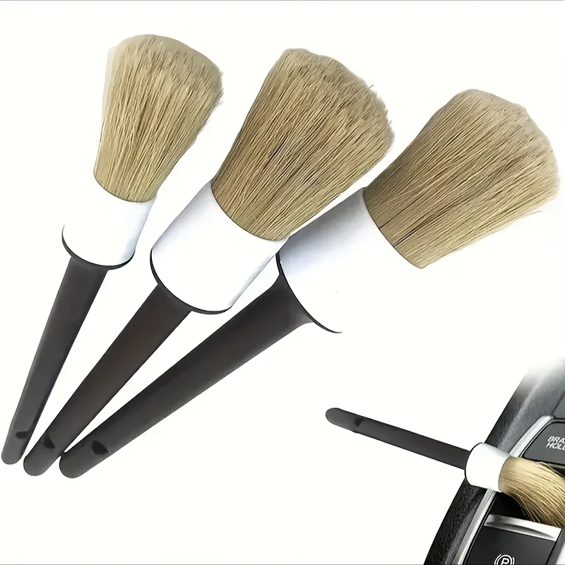 Car Detailing Brush Set Boar Hair Interior - 3 buah set sikat detailing mobil