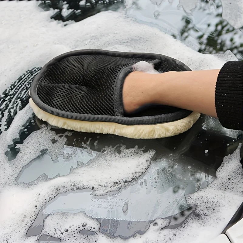 Car Detailing Wash Mitt Microfiber Wool - Sarung Tangan Cuci Mobil dari Wol