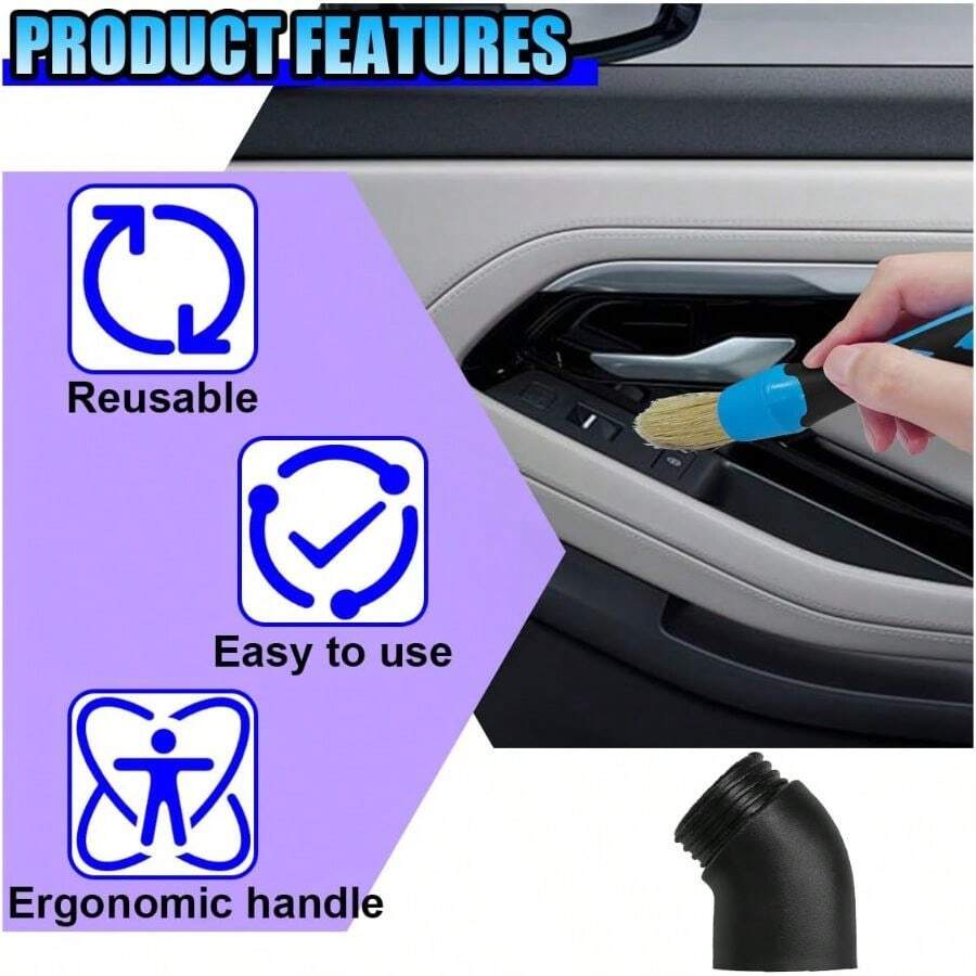 Car Detailing Brush Set Boar Hair Interior - Set Sikat Detailing Mobil 3 Buah,