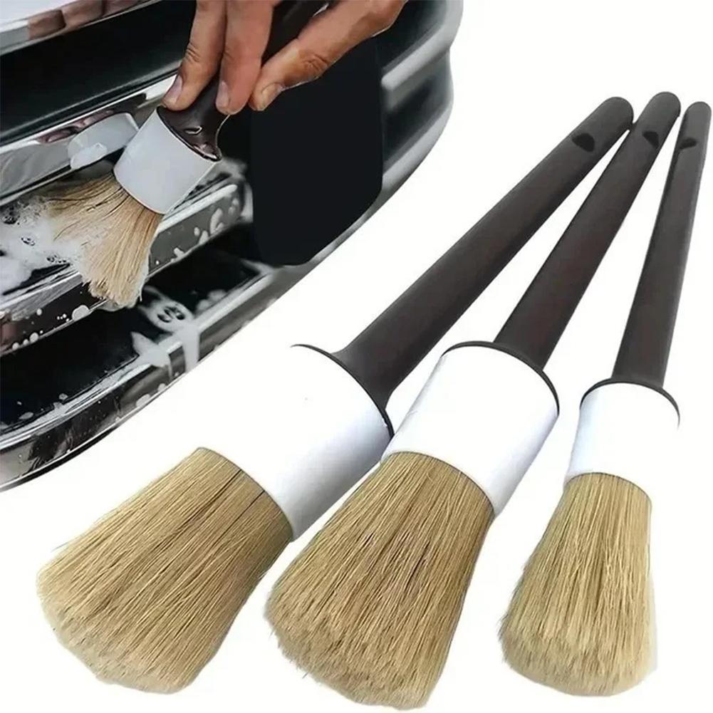 Car Detailing Brush Set Boar Hair Interior - 3/5 buah Set Sikat Detail Mobil,