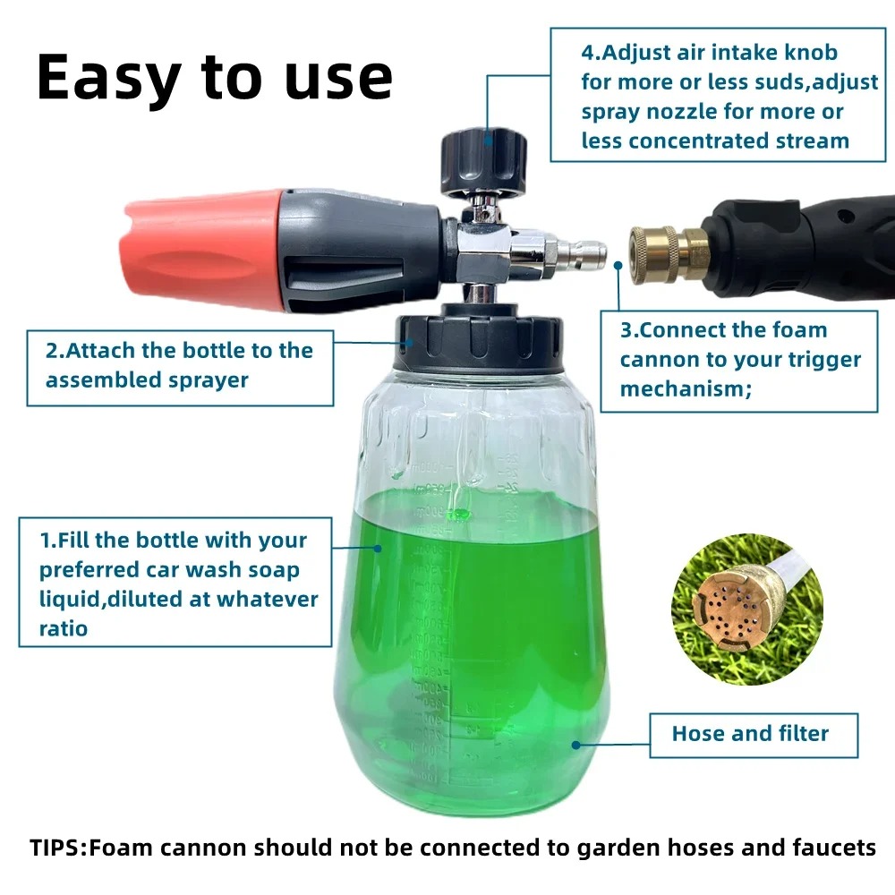 1 Buah Botol Busa PA 1L yang D - Foam Cannon Pressure Washer Wide Mouth ulasan dan harga