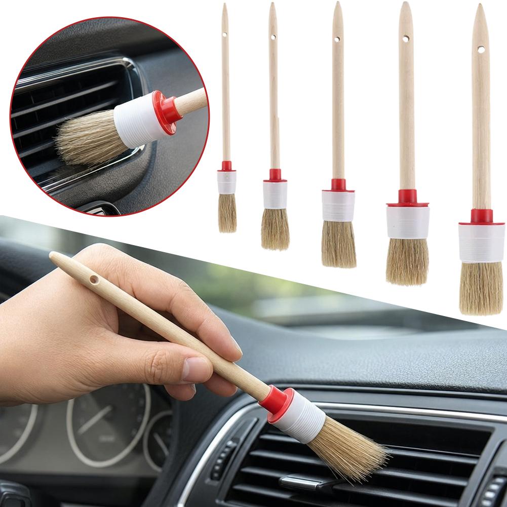5 Buah Set Sikat Detail Mobil, - Car Detailing Brush Set Boar Hair Interior ulasan dan harga