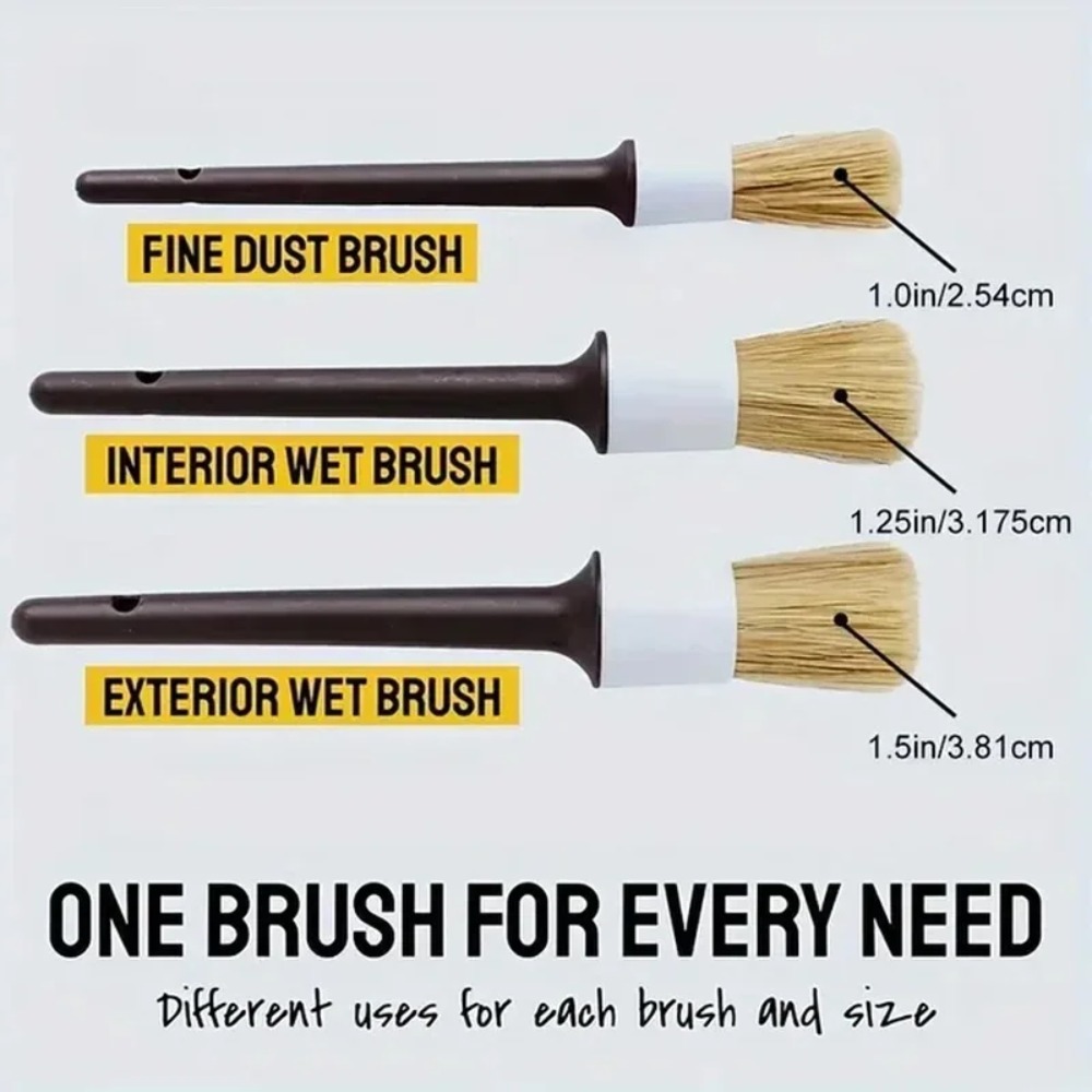 Sikat Detailing Mobil Interior - Car Detailing Brush Set Boar Hair Interior ulasan dan harga