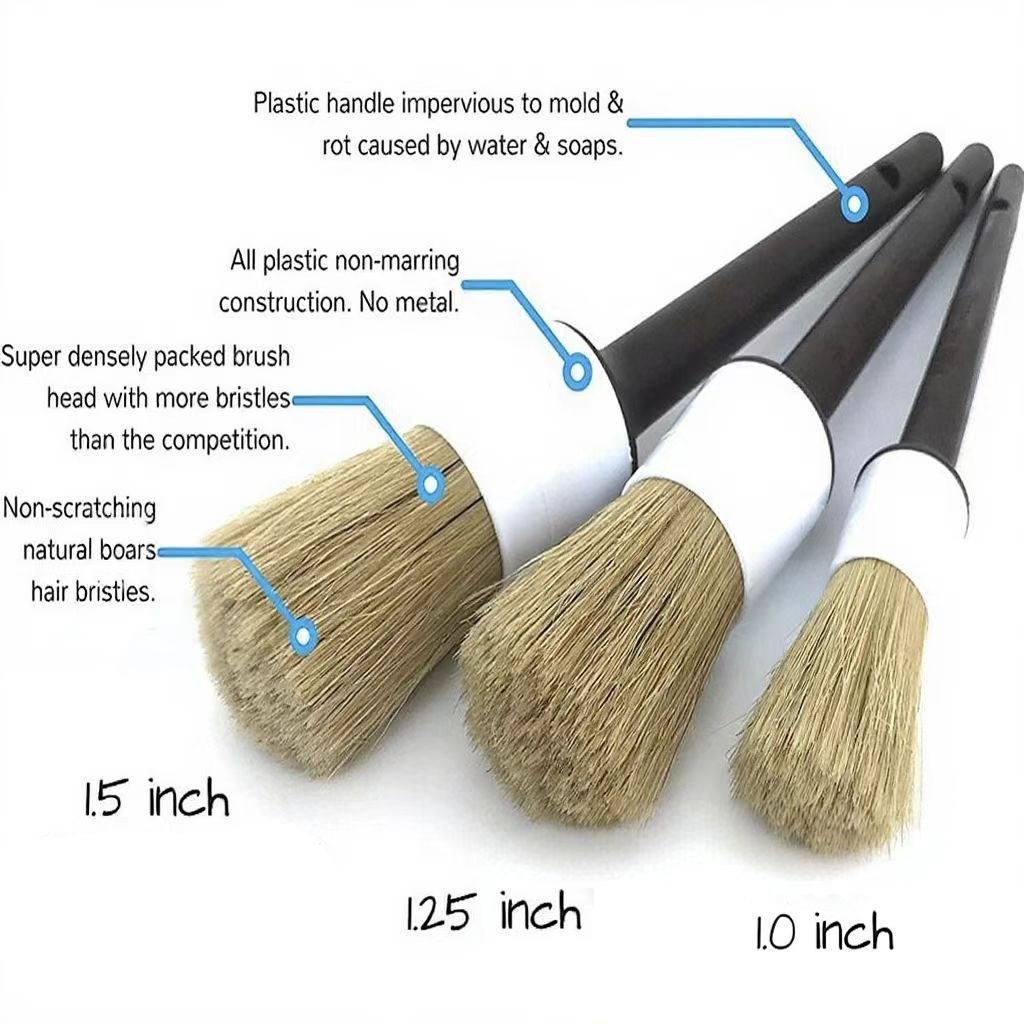 3PCS Set Sikat Detail Interior - Car Detailing Brush Set Boar Hair Interior ulasan dan harga