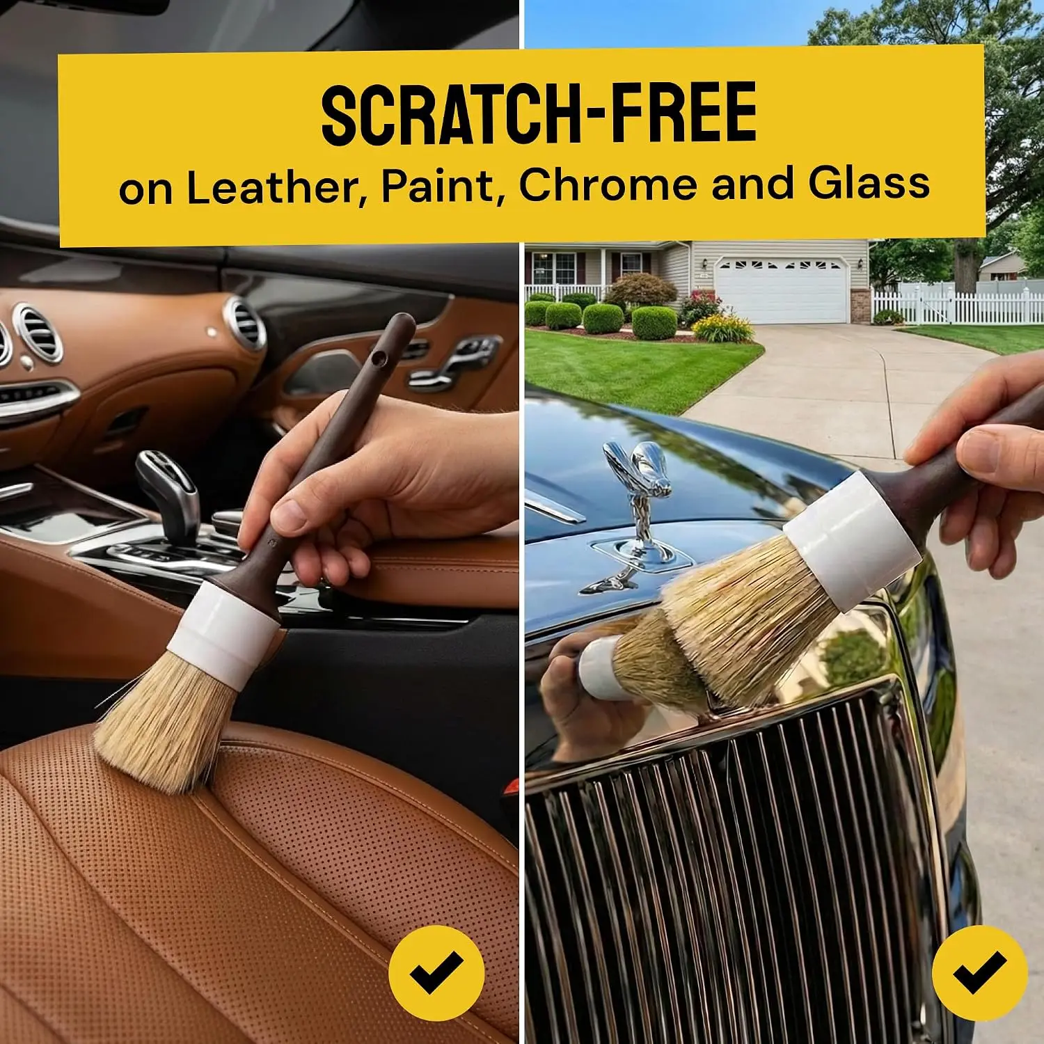 Set Sikat Detail Mobil 3pcs, S - Car Detailing Brush Set Boar Hair Interior ulasan dan harga
