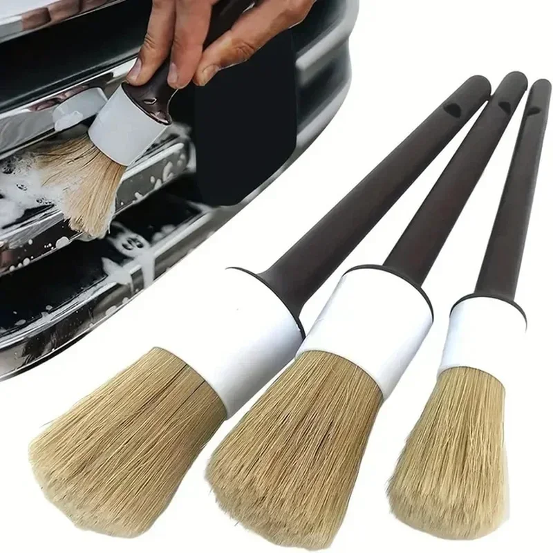 3 Buah Set Sikat Detail Mobil, - Car Detailing Brush Set Boar Hair Interior ulasan dan harga