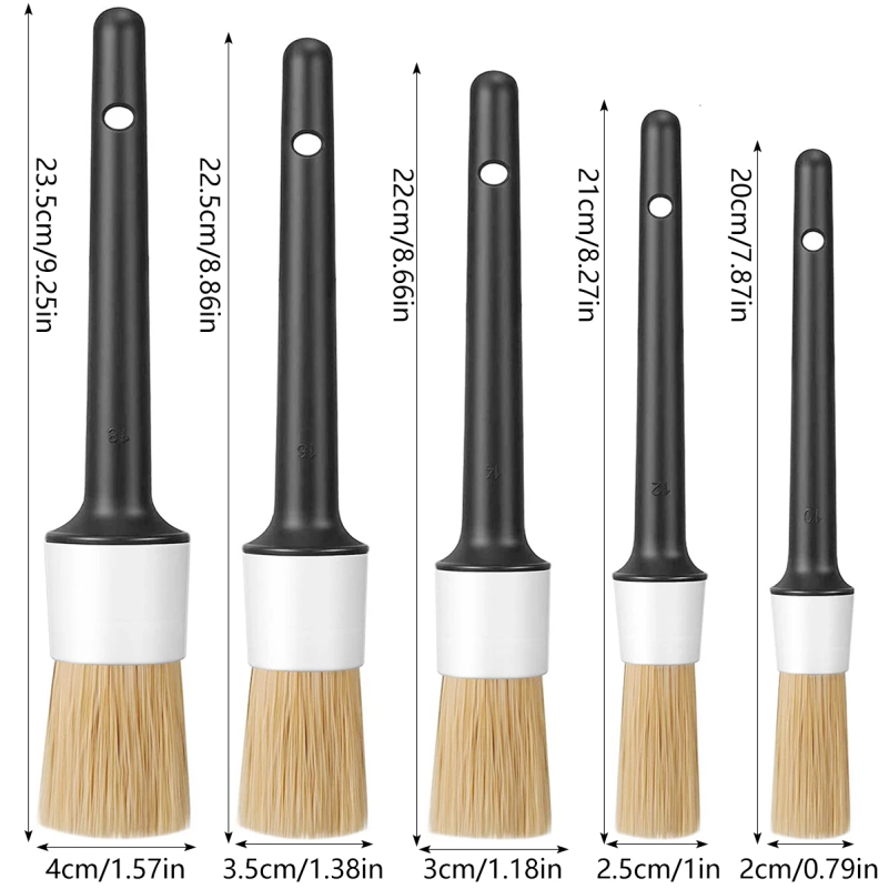 3/5 buah Set Sikat Detail Mobi - Car Detailing Brush Set Boar Hair Interior ulasan dan harga